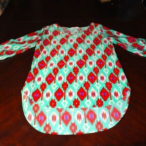 Peach Love Boho Print 3/4 Sleeve Blouse - Size M, Artsy & Vibrant